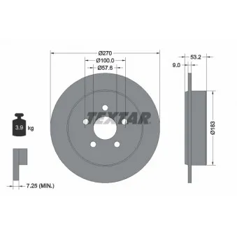 Jeu de 2 disques de frein arrière TEXTAR 92108600