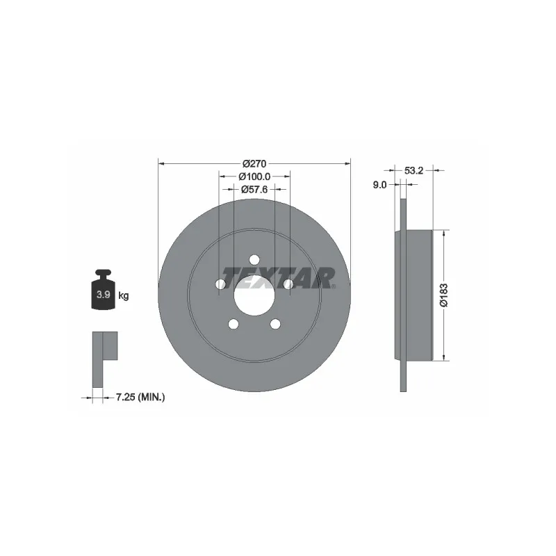 Jeu de 2 disques de frein arrière TEXTAR 92108600