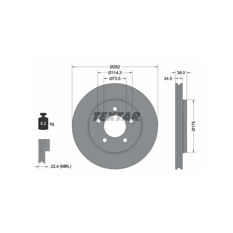 Jeu de 2 disques de frein avant TEXTAR 92108700