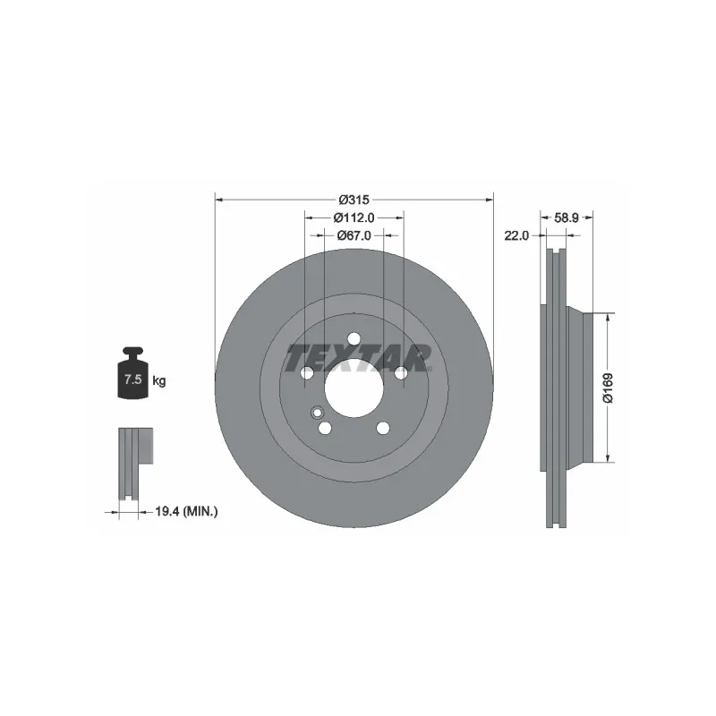 Jeu de 2 disques de frein arrière TEXTAR 92109000