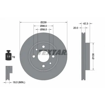 Jeu de 2 disques de frein avant TEXTAR 92109200