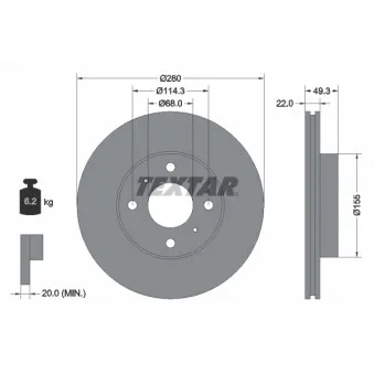 Jeu de 2 disques de frein avant TEXTAR 92109300
