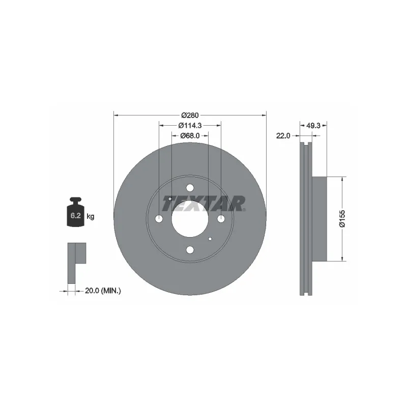 Jeu de 2 disques de frein avant TEXTAR 92109300