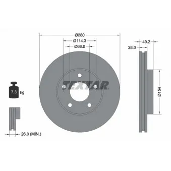 Jeu de 2 disques de frein avant TEXTAR 92109403