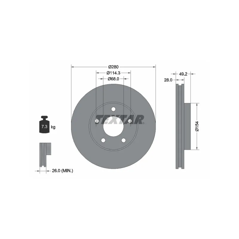 Jeu de 2 disques de frein avant TEXTAR 92109403