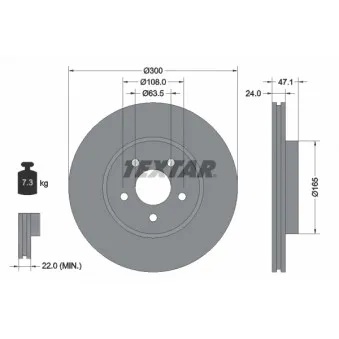 Jeu de 2 disques de frein avant TEXTAR 92109603