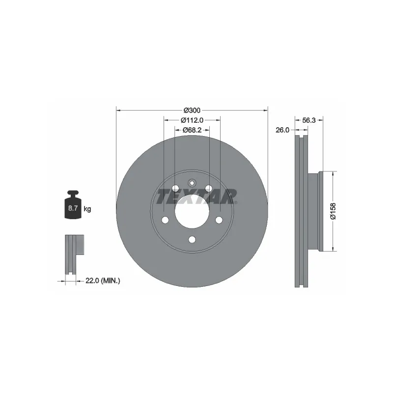 Jeu de 2 disques de frein avant TEXTAR 92109803