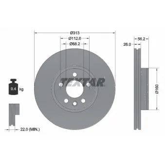 Jeu de 2 disques de frein avant TEXTAR 92109905