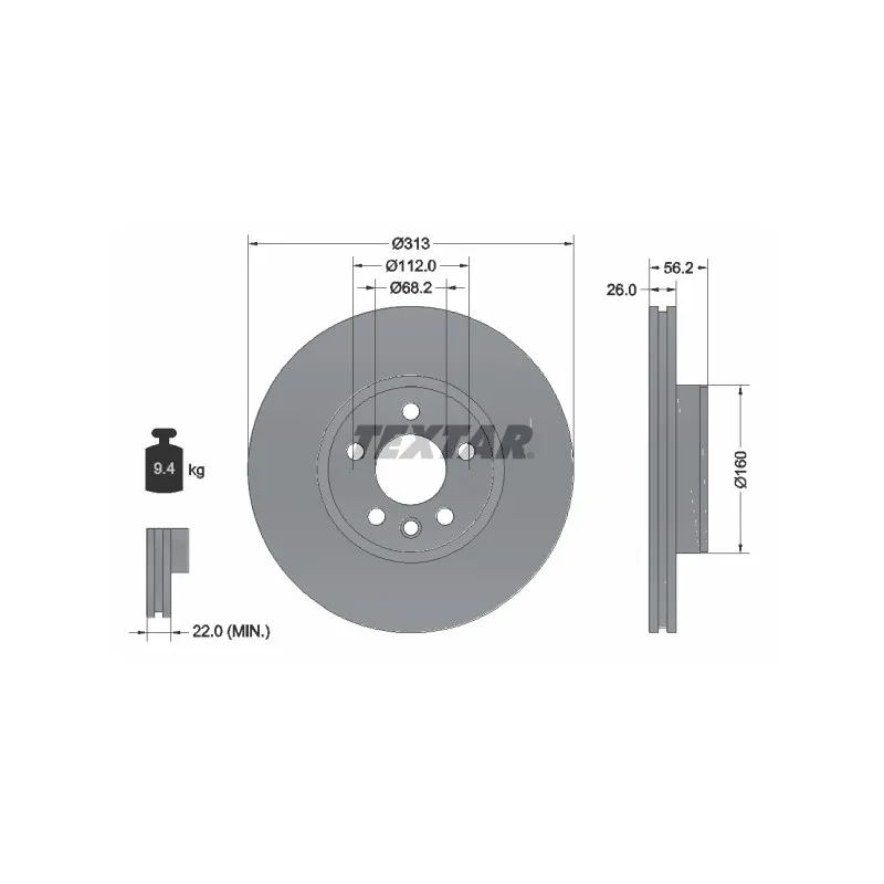 Jeu de 2 disques de frein avant TEXTAR 92109905