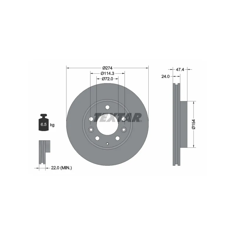Jeu de 2 disques de frein avant TEXTAR 92110400
