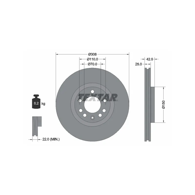 Jeu de 2 disques de frein avant TEXTAR 92110903