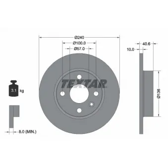 Jeu de 2 disques de frein arrière TEXTAR 92111003