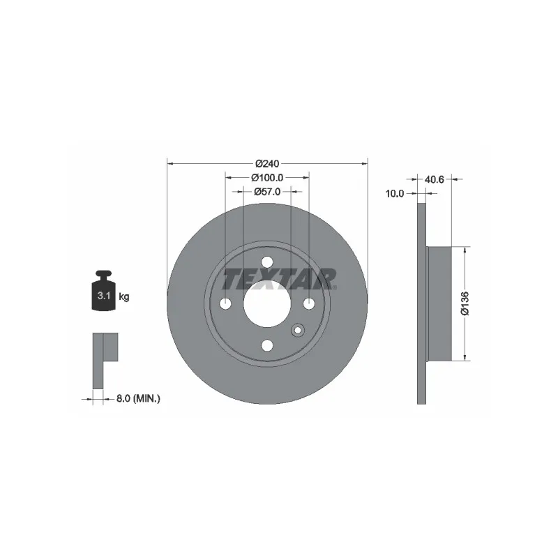 Jeu de 2 disques de frein arrière TEXTAR 92111003