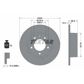 Jeu de 2 disques de frein arrière TEXTAR 92111203