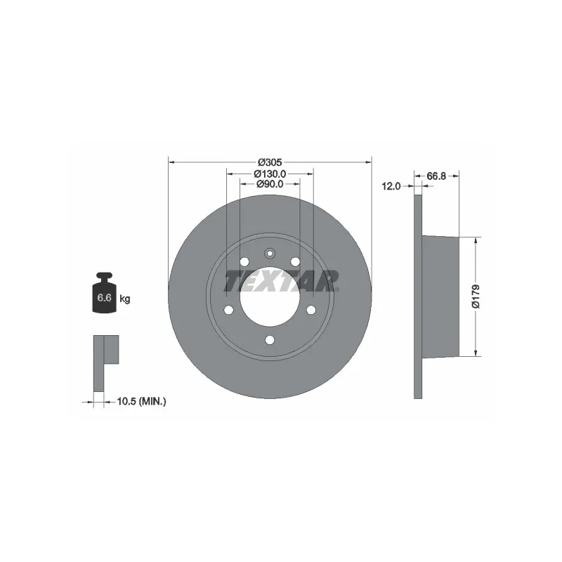Jeu de 2 disques de frein arrière TEXTAR 92111203
