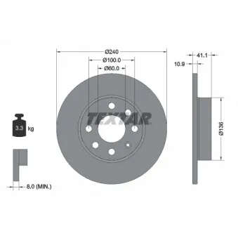 Jeu de 2 disques de frein avant TEXTAR 92111303