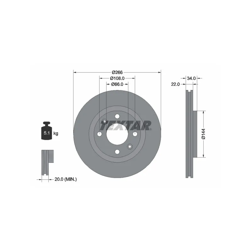 Jeu de 2 disques de frein avant TEXTAR 92111503
