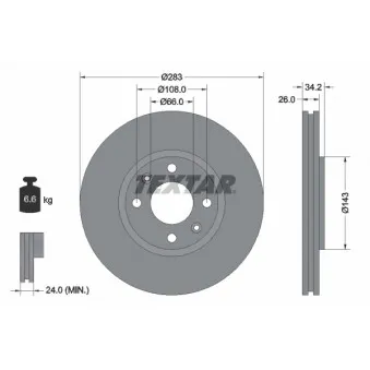 Jeu de 2 disques de frein avant TEXTAR 92111603