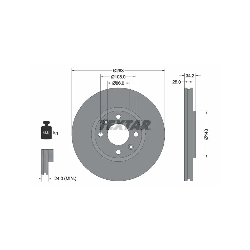 Jeu de 2 disques de frein avant TEXTAR 92111603
