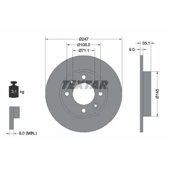Jeu de 2 disques de frein arrière TEXTAR 92111703
