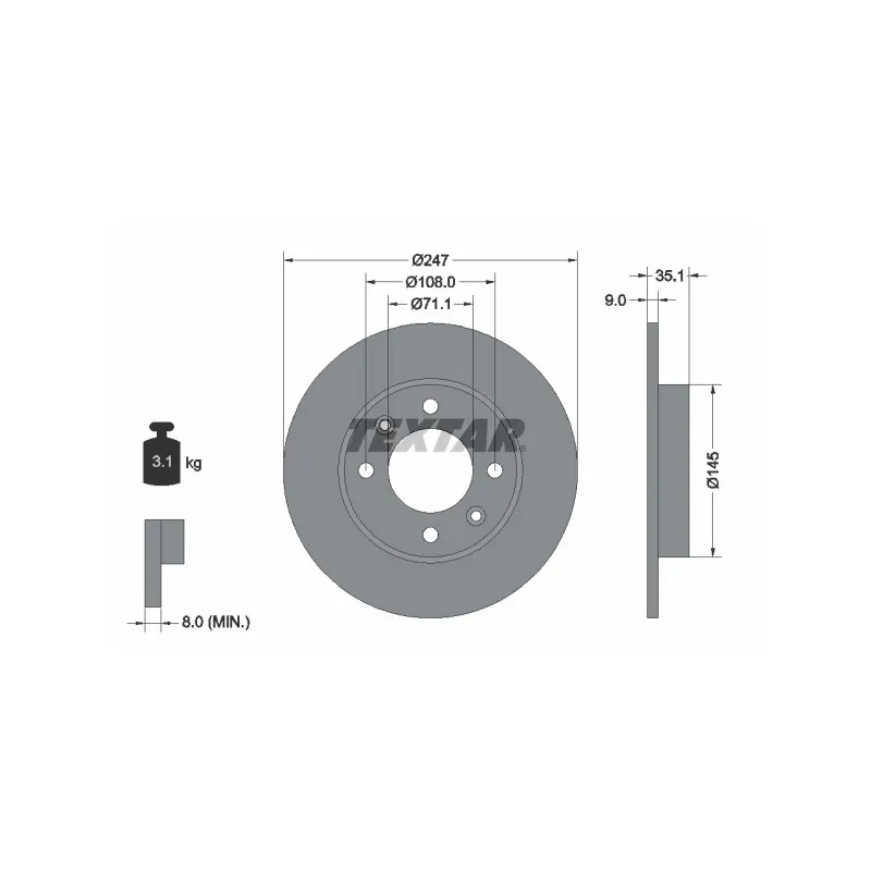 Jeu de 2 disques de frein arrière TEXTAR 92111703