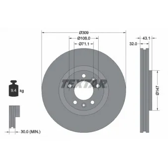 Jeu de 2 disques de frein avant TEXTAR 92111900
