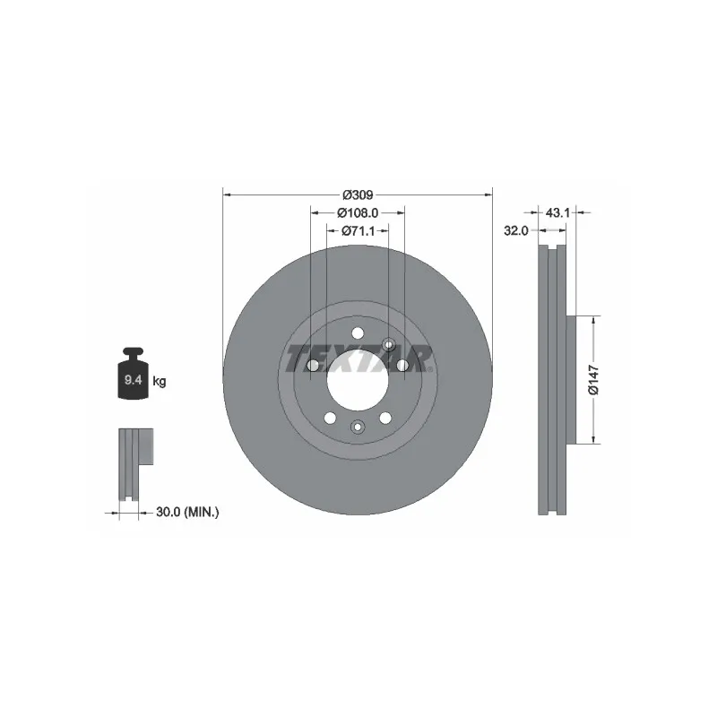 Jeu de 2 disques de frein avant TEXTAR 92111900