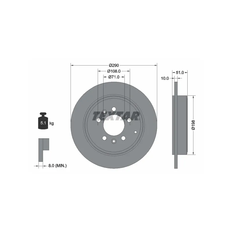Jeu de 2 disques de frein arrière TEXTAR 92112000