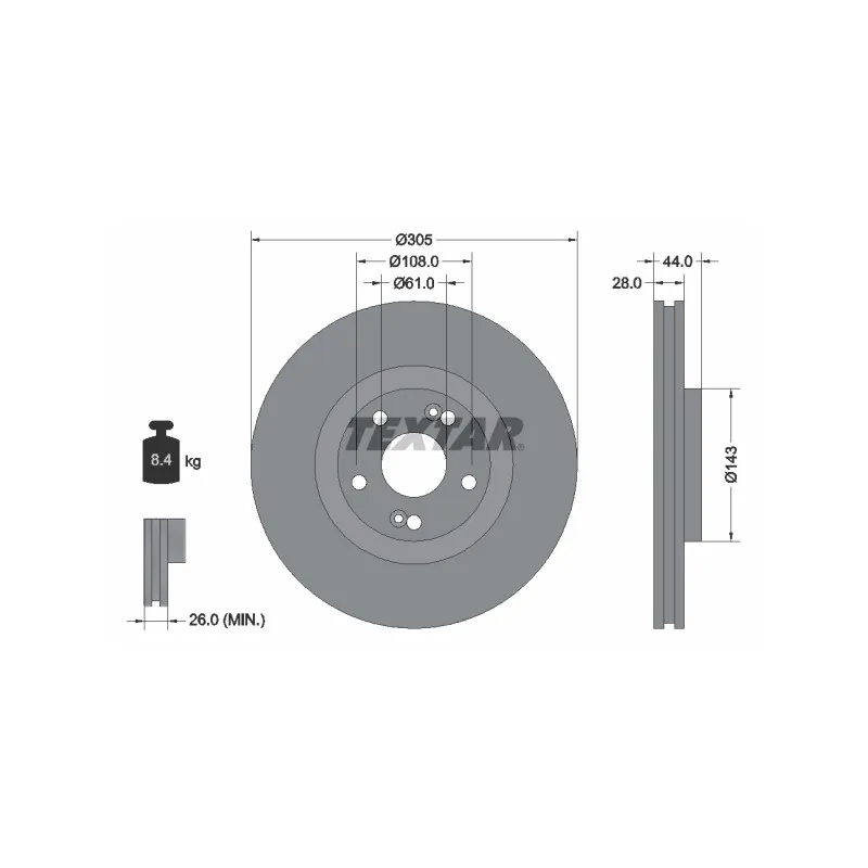 Jeu de 2 disques de frein avant TEXTAR 92112300