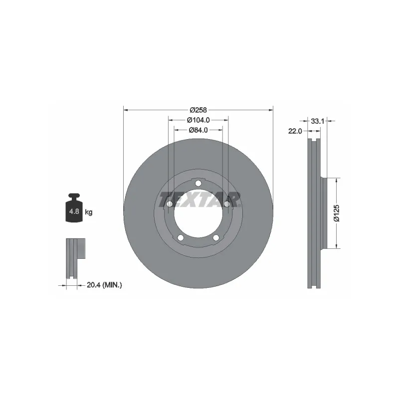 Jeu de 2 disques de frein avant TEXTAR 92112400
