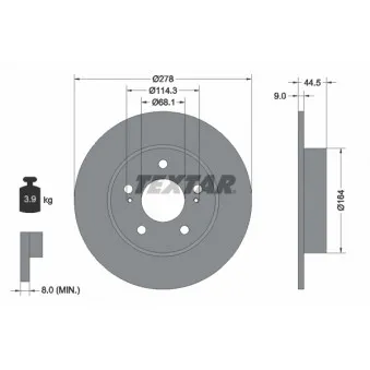 Jeu de 2 disques de frein arrière TEXTAR 92113103