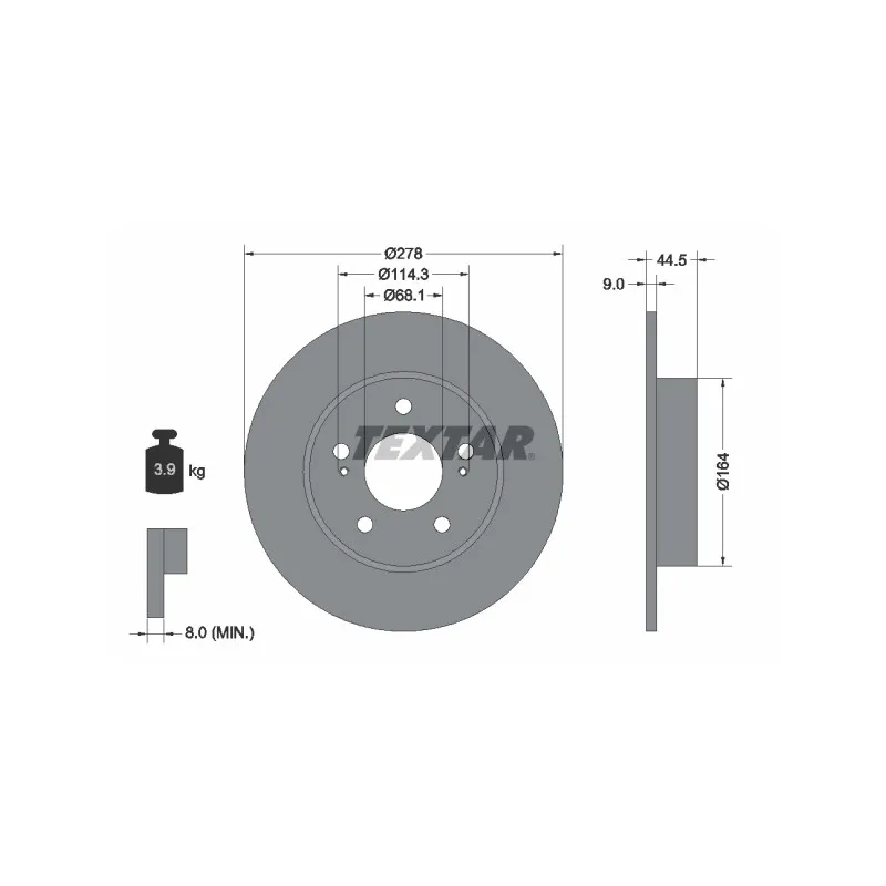 Jeu de 2 disques de frein arrière TEXTAR 92113103