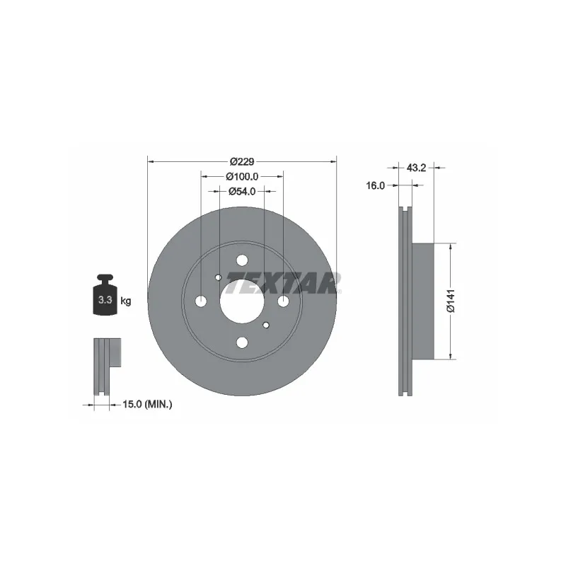 Jeu de 2 disques de frein avant TEXTAR 92113200