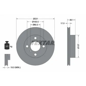 Jeu de 2 disques de frein avant TEXTAR 92113300