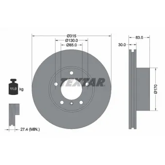 Jeu de 2 disques de frein avant TEXTAR 92113403