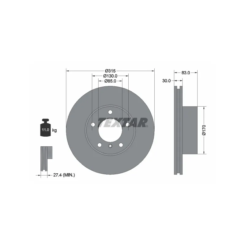 Jeu de 2 disques de frein avant TEXTAR 92113403