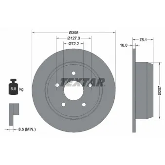 Jeu de 2 disques de frein arrière TEXTAR 92113700