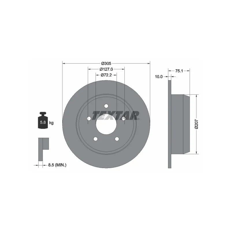 Jeu de 2 disques de frein arrière TEXTAR 92113700