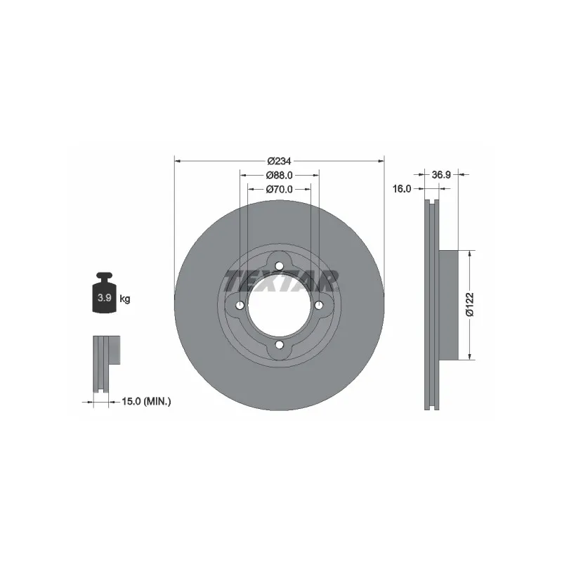 Jeu de 2 disques de frein avant TEXTAR 92114000