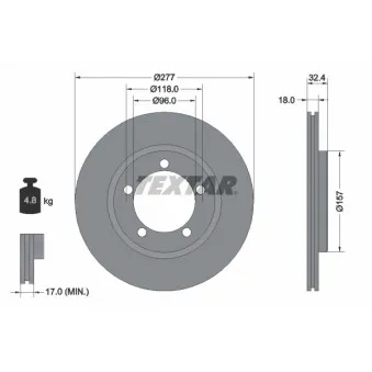 Jeu de 2 disques de frein avant TEXTAR 92114200