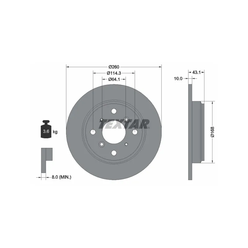 Jeu de 2 disques de frein arrière TEXTAR 92114300