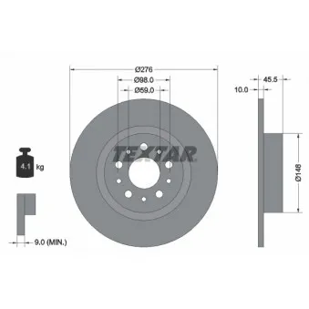 Jeu de 2 disques de frein arrière TEXTAR 92114703