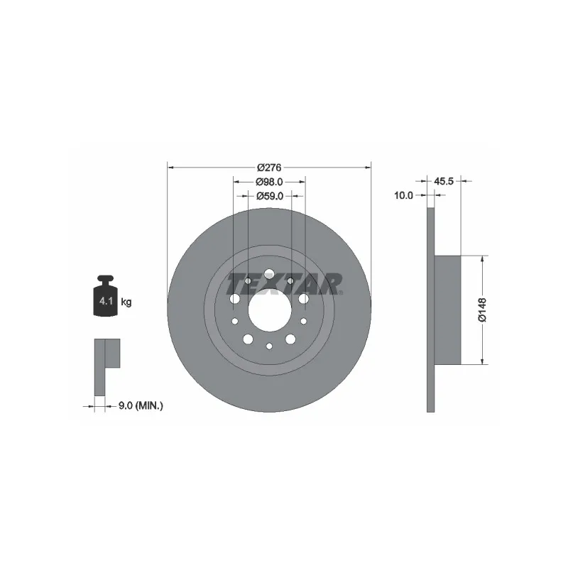 Jeu de 2 disques de frein arrière TEXTAR 92114703