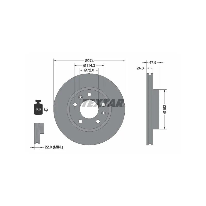 Jeu de 2 disques de frein avant TEXTAR 92114900