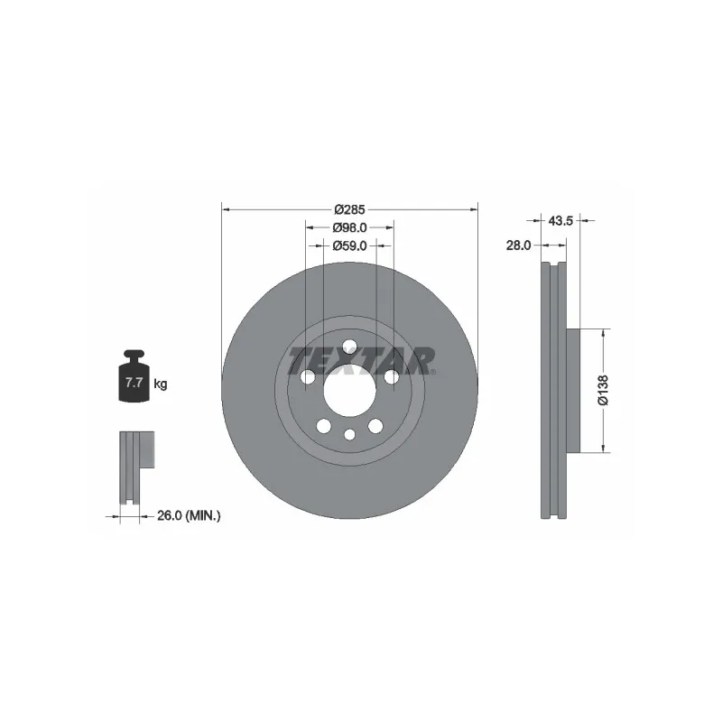 Jeu de 2 disques de frein avant TEXTAR 92115003