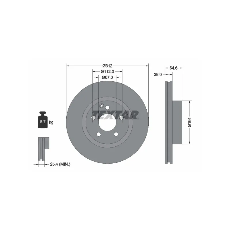 Jeu de 2 disques de frein avant TEXTAR 92115305