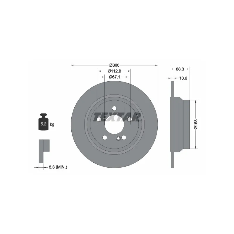 Jeu de 2 disques de frein arrière TEXTAR 92115405