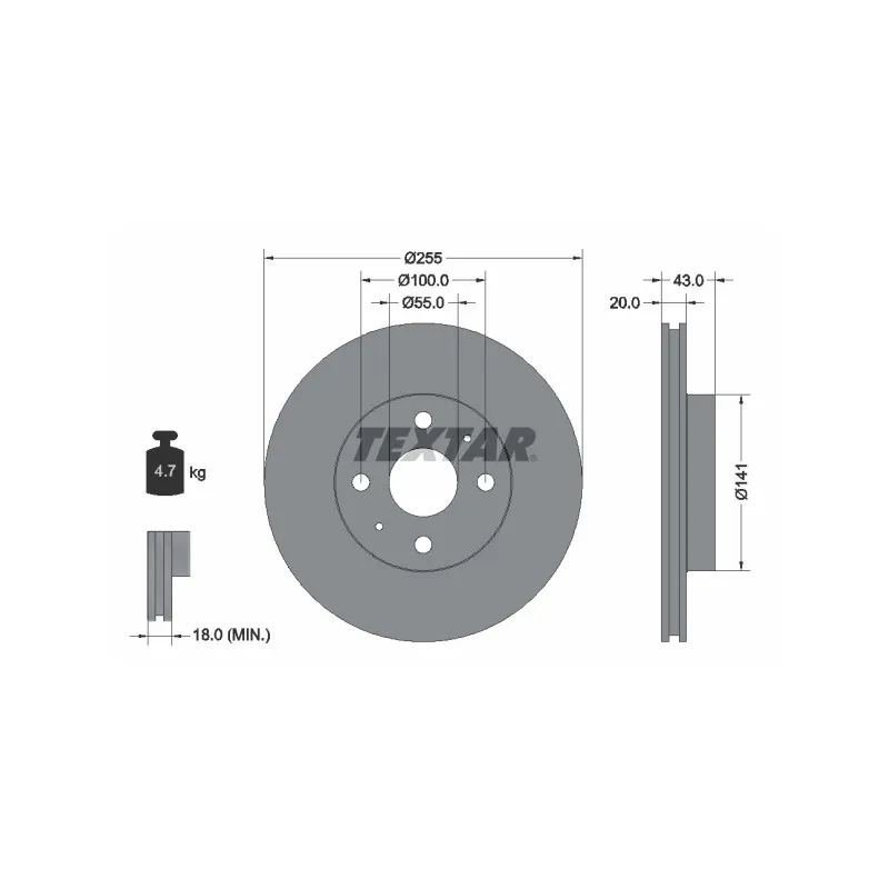 Jeu de 2 disques de frein avant TEXTAR 92115603
