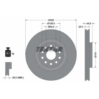 Jeu de 2 disques de frein avant TEXTAR 92115800