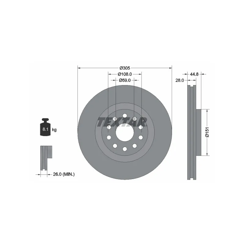 Jeu de 2 disques de frein avant TEXTAR 92115800